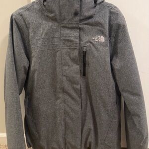 The North Face Women’s 3-in-1 Gray Hooded Winter Coat + Black Puffer Liner